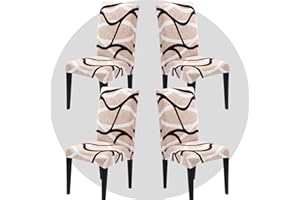 ZHILING Chair Covers Set of 4 Super Fit Stretch Removable Washable Dining Room Chair Protector Cover Seat Cover for Hotel, Dining Room, Ceremony, Banquet, Wedding Party (Milk Wave)