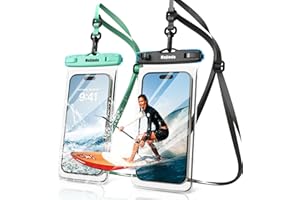 Mojimdo 8,0" Große wasserdichte Handyhülle - IPX8 Unterwasser Handytasche | Urlaub Must Haves | Wasserfeste Hülle für Tauchen Schwimmen für iPhone 15 14 13 12 Pro Max Samsung S23 S22-2er Pack