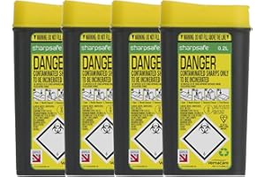 Sharpsafe Sharp Bin, 0.2 Litre,Yellow, Pack of 4