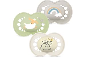 MAM MAM Dummy set, 3 stycken, dag och natt, från 6 månader, med symmetrisk napp, platt och flexibel, tillverkad av silikon, lätt att acceptera, original, neutral matt, 3 stycken