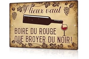 Putuo Decor Plaque Murale Vin Rouge - Panneau Métallique Rétro 30x20 cm - Décoration Cave à Vin ou Cuisine