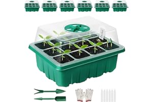 JOYZAKZAK 6 Stück Zimmergewächshaus Anzuchtkasten,Mini Gewächshaus für 72 Pflanzen ,Anzucht Gewächshaus mit Deckel und Belüftung, Anzuchtset für Haus,Bauernhof und Innenhof,Balkon Sämling Pflanze Grün&Schwarz