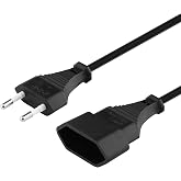 PremiumCord Extension Cable 230 V, 5 m, with European and European Plug, Power Cord Extension for 230 V, Plug, Black