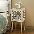 Device Bas with BROWN ART SHOPPEE Square Bookcase Nightstand Side End Table Bedroom: Bed Side Coffee Table Living Room Bedside Small Spaces Magazine Stand with Open Stoarge Table White Engineered Wood