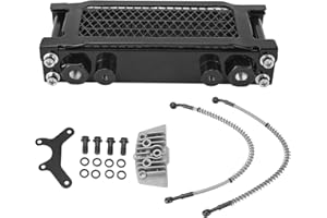 ARAMOX Kit Radiatore Olio Moto, Kit Radiatore Motore Ad Alta Efficienza in Alluminio a 4 File Radiatore di Raffreddamento Olio Motore per Monkey 125 50cc a 150cc Dirt Pit Bike (BLACK)