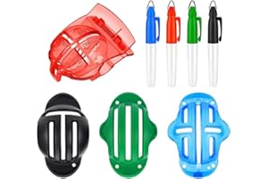 HCYANGZHANG Golfball Markierer, Golf Accessories, 4 Golf Ball Marker Stencils Marking Clip and 4 Golf Ball Marker Pens Farbe zufällig