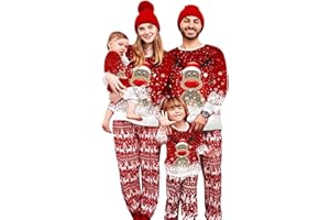 MUYOGRT Pijama Navidad Familia, Conjunto Pijama Familiar a Juego, Pijamas de Navidad Renos Estampada, Pijamas Navideños Familiar para Mujer, Hombre, Niños