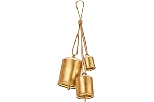 KPCB Tech Christmas Jingle Bells Wind Chimes Hanging Harmony Garden Set of 3 Antique Brass Bells