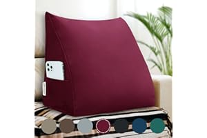 VERCART Rückenkissen Bett Gepolstert Kopfteil Lesekissen, Rückenlehne Wandkissen Keilkissen Große Sofakissen Couch Kissen XXL Rücken Anlehnkissen Abnehmbarem Bezug Samt Rotwein 45cm