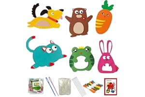 ARROMI 1 Set Nähset Kinder, Kinder Nähset, Generisch Kinder-Nähset, Näh-Bastelset | Pädagogisches Filz-Plüschtier-Bastelset - Kunsthandwerkssets, Kreative Nähprojekte für Anfänger Kinder (6 Stile)