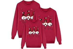 POIUIYQA Sudaderas Navidad Familia Jersey Punto para Hombre Mujer Y Niños Jersey Navideñas Familiares Jerseys de Navidad para Parejas para el Invierno Sudadera Navideña Rojo Familiar #