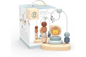 SPEEDY MONKEY Lion Theme Bead Maze Baby Toys | Soft Coloured Beads | Encourages Dexterity & Hand-Eye Coordination -| 1 Year Old Boy Toys | 1 Year Old Girl Gifts | FSC-Certified Wood & Non-Toxic Paint