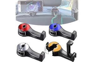 Zoomarlous Car hooks, 4 Pack Car Headrest Hooks with Phone Holder, 2 in 1 Car Seat Hidden Hooks for Bag Clothes Grocery