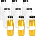 TEC Juice Bottles with Lids 250ml UK Made 30% Recycled PET Plastic Small Clear Round Tamper Evident Mini Drink