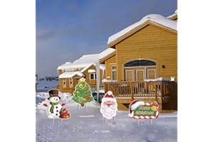 Anxicer Christmas Yard Sign with Stakes,Christmas Holiday Decorations Christmas Tree, Santa Claus, Snowman, Signpost,Winter Outdoor Lawn Yard Corrugate Decorations (Christmas-5)