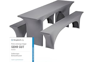 ‎GRÄFENSTAYN Gräfenstayn Leopold Stretch - Biertischhussen-Set 3 TLG für Bierzeltgarnitur - 50cm oder 70cm Tischbreite - mit Öko-Tex Siegel Standard 100 : "Geprüftes Vertrauen 30565 (Anthrazit, 70x220cm)