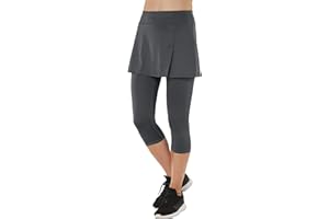 Westkun Legging Jupe Femme Skapri Jupe Sport Jupe de Tennis avec de Poche Golf Course à Pied 3/4 Legging 2 en 1