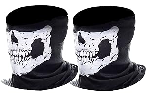 eBoot Half Skull Face Mask Motorcycle Face Mask Bandana Balaclava Headwear, 2 Pack (White)