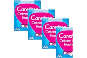 DELUXIO GIFTS Lot de 4 protège-slips respirants en coton frais avec extrait de coton 56 pièces (224 protège-slips au total)