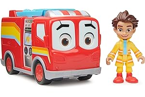 DC COMICS Disney Junior Firebuds, Bo and Flash figurka i pojazd strażacki z interaktywnym ruchem oczu, zabawki dla dzieci w wieku od 3 lat