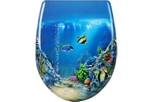 WOLTU Abattant WC, Lunette WC, Abattant WC avec Frein de Chute, Lunette de Toilette, Dégagement Rapide, en Forme O, Montage par le haut ou par le bas, en UF, 2454