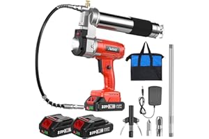 Avhrit Engrasadora Bateria 10.000 PSI, 5 oz/min, Manos Libres, Pistola de Engrasar con 2 x 2000mAh Baterías, 39.4" Manguera Larga, 3 Diferentes Acopladores, para Engrasar Equipo Pesado