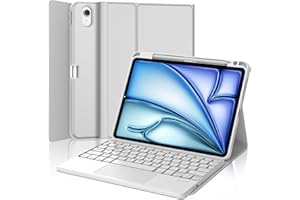 FOGARI Teclado para iPad Air 11 Pulgadas M2/M3 2025 con Touchpad, Funda con Español Ñ Teclado para iPad Air 11 M2/M3 2024/2025 Bluetooth Teclado con Trackpad, Gris Claro