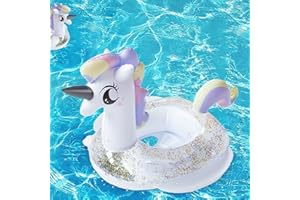 MCISKIN Jednorożec, syrenka, flaming, dinozaur, pływak do pływania, nadmuchiwana łódź dla niemowląt, pływak basenowy dla dzieci, nadmuchiwana tratwa z uchwytem, zabawki do wanny, akcesoria basenowe dla dzieci