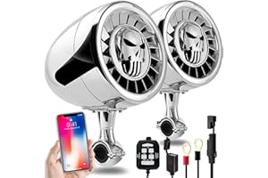 Aileap Altavoces estéreo Bluetooth Marinos a Prueba de Agua de 5 Pulgadas Sistema de Audio para Barcos de Graves de Alta Resistencia con AUX USB MP3 Ideal para Motocicletas Harley ATV/UTV/RZR