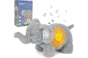 SOGNOTOY Lontra Che Respira, Elefanti Peluche per la Respirazione Elefantino Peluche Terapeutico con Rumore Bianco - Aiuta a Ridurre l'Ansia nei Neonati