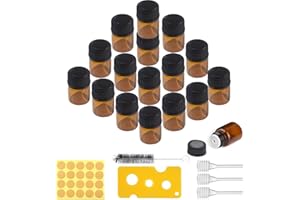 Amazleer 100 Stück Mini Braunglas Glasflaschen 1ML mit Tropfer, Reinigungsbürste, Perlenschneider und Aufklebern Mini Braune Leere Glasflaschen für Ätherisches Öl, Spa, Massage (100PCSBROWN)