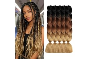 ShowJarlly Tresse Cheveux, 24inch meches pour tresses africaine Ombre Jumbo,5Pack Rajout, Extension de Cheveux de Fibre Synthétique Pour Crochet Twist