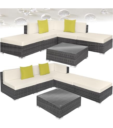 Home Deluxe Polyrattan Sitzgruppe Bahia Mit Tisch, Hockern & Abdeckung – Garten Lounge