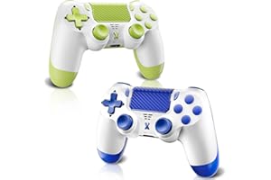 Quevati Wireless Controller for PS-4, Controller Wireless for PS-4/Pro/Slim/PC, Bluetooth Gamepad Joystick with Dual Vibration Touch Panel 3.5mm Audio Jack Six-Axis Upgraded Ergonomic (Blue+Yellow)