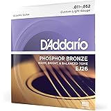 D'Addario EJ26 Acoustic 11-52 Custom Light Guitar Strings made of Phosphor Bronze for Warm, Bright & Balanced Tone: 