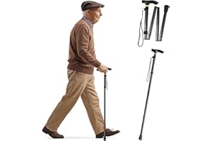 PLASTIFIC Foldable Walking Stick for Seniors | Lightweight Adjustable Walking Cane for Men & Women, Durable Aluminum Folding Mobility Aid with Anti-Slip Rubber Tip | Height Adjustable 82–92cm