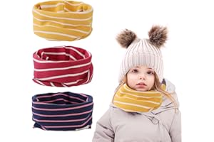 VUCDXOP 3 Pezzi Sciarpa Bambini Scaldacollo Cotone Bambina Multiuso Sciarpa per Bambini Cappello del Cotone Sciarpa O-Scaldacollo Loop Fazzoletto da Collo Bandana Multiuso per Ragazze Ragazzi