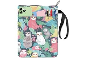 CRASPIRE Custodia per Libri Bradipo Copertine per Libri con Animali Protezione per Libri A Foglia per Libri in Brossura Copertina per Libri in Tessuto Lavabile con Cerniera e Tasca Extra sulla Manica