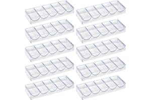 JIESITE Clear Acrylic Poker Chip Rack with Lid/Without Lid, Casino Poker Chip Tray Rack Chip Storage Display Case for Texas Hold'em, Blackjack, 100 Chips Each
