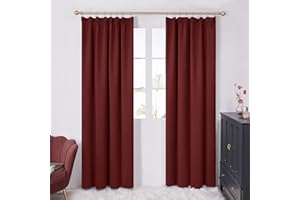 Deconovo Cortinas Salon Modernas Aislante Térmico Funcional Estilo Moderno Elegante para Sala Cuarto Comedor con Bolsillo Fruncido de la Barra 1 Par 140 x 180 cm Rojo Oscuro