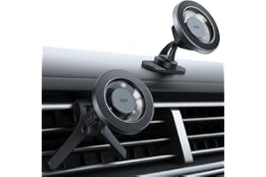 ESR Support Téléphone Voiture Magnétique pour MagSafe, Grille d'aération/Tableau Bord Aimant Support pour iPhone Air/17/16/15/14/13/12, Google Pixel 10, Galaxy S25,Ne Charge Pas,Fibre de Carbone Noire