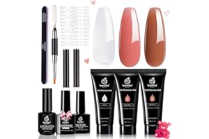 BEETLES GEL POLISH Beetles Poly Nail Gel Extension Gel Kit Nude Pink Brown Builder Nail Gel Nail Art Design Nail Extension Gel Nail Starter Kit All-in-One French Nail Kit Salon DIY at Home
