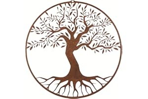 Deko Kind - Árbol de la vida oxidado – 27 x 27 cm – Resistente a la intemperie – óxido – Conector de jardín – Metal – Figura de jardín – Decoración de jardín – Decoración de jardín – Árbol oxidado –