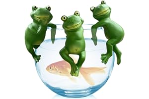 Asfrode 3 figuras decorativas de rana para jardín, decoración de jardín, ranas colgantes, mini estanque, juego de decoración para estanque, mini estanque, maceta, jardín, balcón, terraza, estanques,