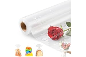 LEDEBOUK Papier Transparent Emballage, 86CM x 30M Papier Cadeau Transparent, 3 Mils Rouleau de Emballage Cellophane, Papier Emballage pour Bonbons, Fleurs, Emballage Cadeau, Artisanat (Plier en 43CM)