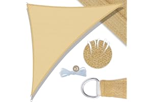 UMI. UMI Toldo Vela de Sombra 3x3x4,25m Triangular Protección Rayos UV HDPE Transpirable Resistente Toldos Exterior Terraza para Patio Jardín-Arena