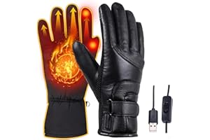 Cablelera Gants Chauffants USB, Gants Chauffants pour Homme Femme, Chauffage Gants d'hiver Imperméables Écran Tactile pour Moto, Vélo, Ski, Patinage