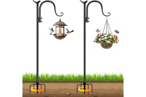 EVOIO Shepherds Hooks for Outdoor, 160CM 2 Pack Adjustable Bird Feeder Pole Heavy Duty Shepherd Crook for Bird Feeder, Garden Lights, Hanging Plant Baskets, Lanterns, Wedding Decor