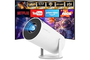 LYNCAST Applications intégrées Mise à niveau 2025 Projecteur intelligent avec Wi-Fi6&Bluetooth5.4, prise en charge 1080P 4KHD Full Correction automatique du keystone 360° mini cinéma portable pour iOS/Android