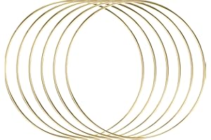 ALEMIN 6 piezas 30 cm de Largo Metal Floral Corona de Aros de macramé Oro Anillos de aro para Hacer decoración de Corona de Boda y Bricolaje atrapasueños para Colgar en la Pared Manualidades